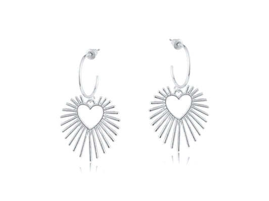 Heliotique | Big Metal London Selena Sunburst Hoop Earrings - Silver