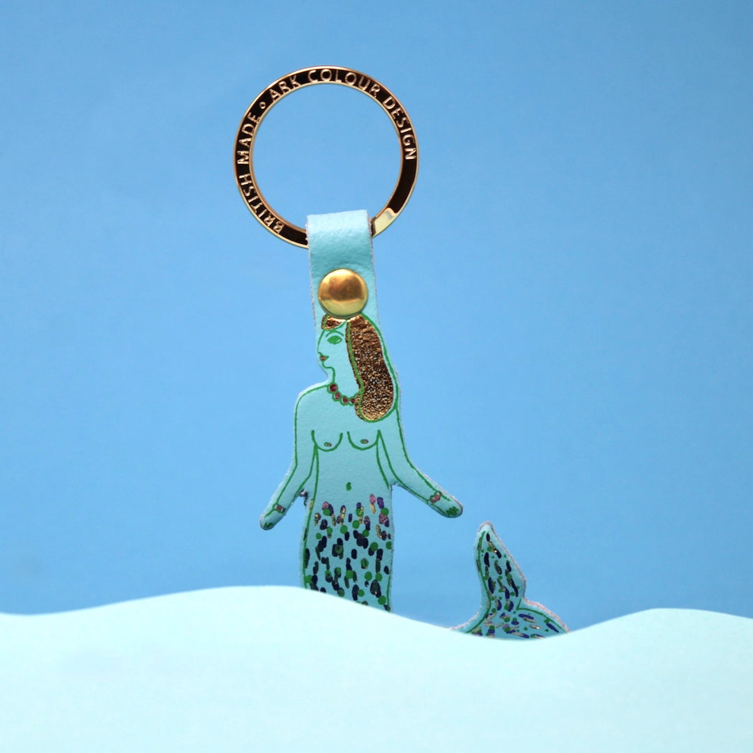 Heliotique Leather Mermaid Keyring - Blue