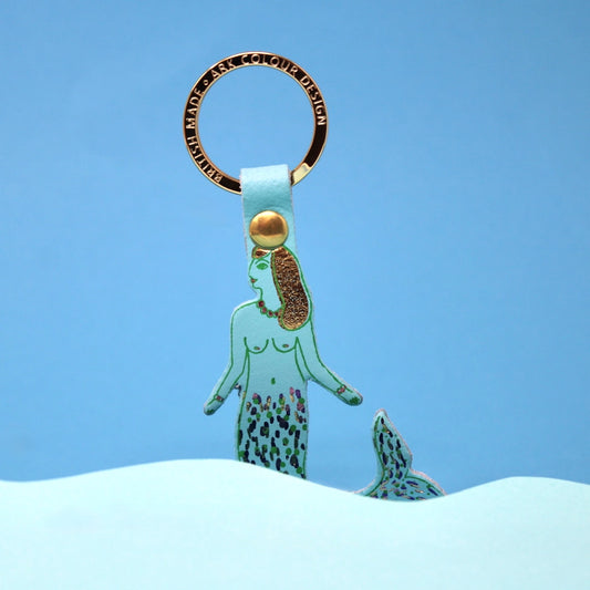 Heliotique Leather Mermaid Keyring - Blue