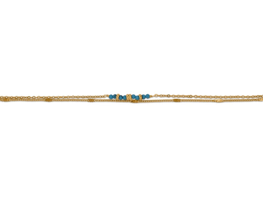 Heliotique | Big Metal London Delicate Beaded Bracelet - Blue Stone