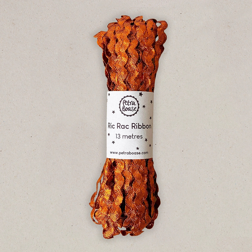 Heliotique | Petra Boase Metallic Ric Rac Ribbon - Topaz Orange