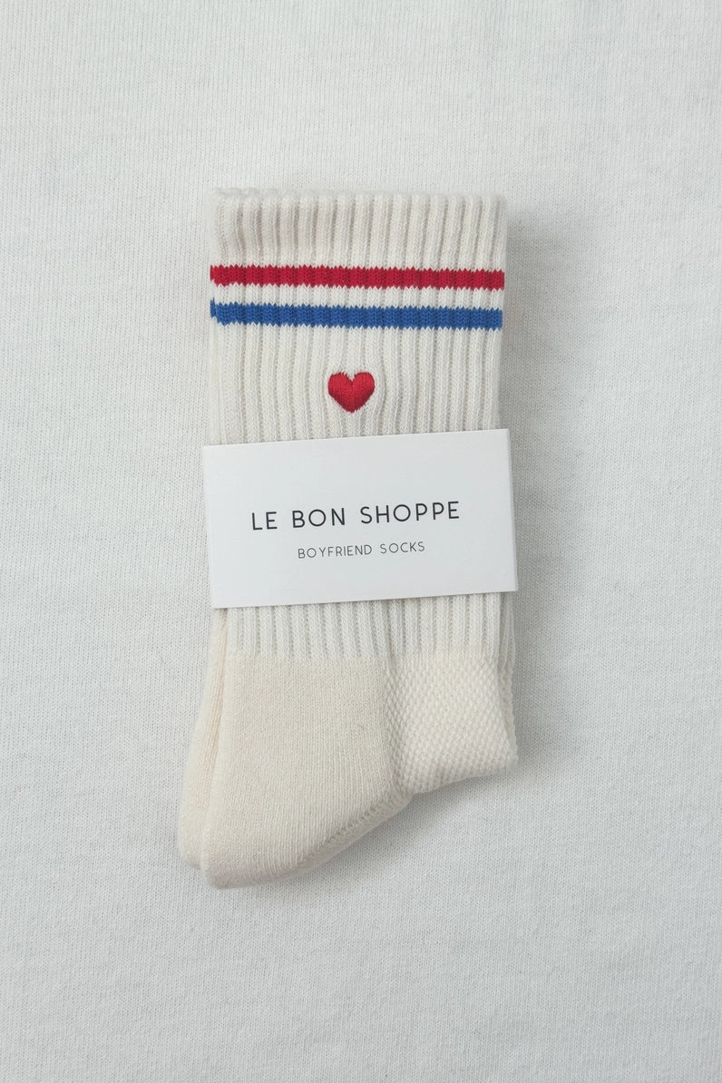Heliotique | Le Bon Shoppe Boyfriend Socks - Milk Heart