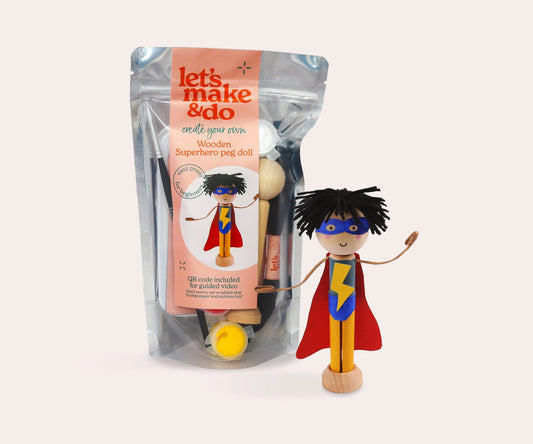 Heliotique Create Your Own Superhero Wooden Peg Doll Kit