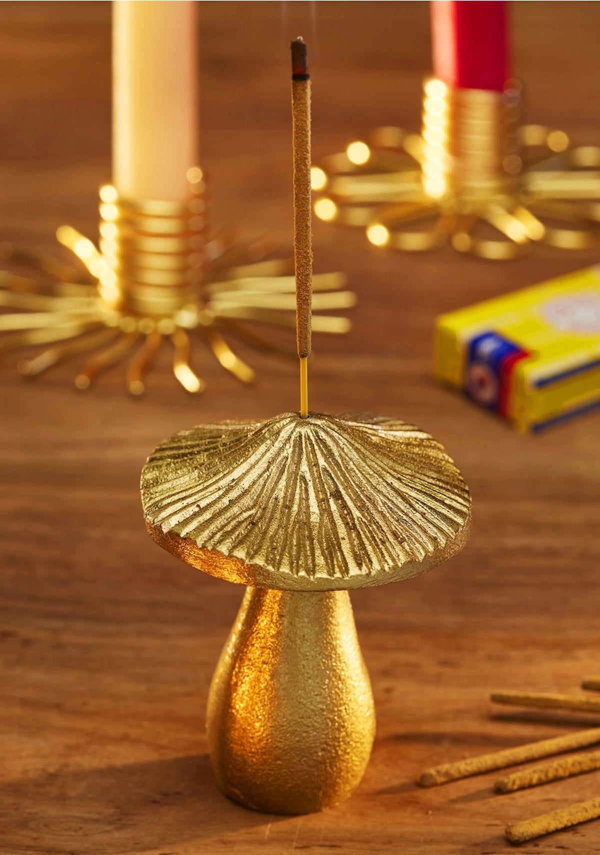 Heliotique | Namaste Brass Mushroom Incense Holder