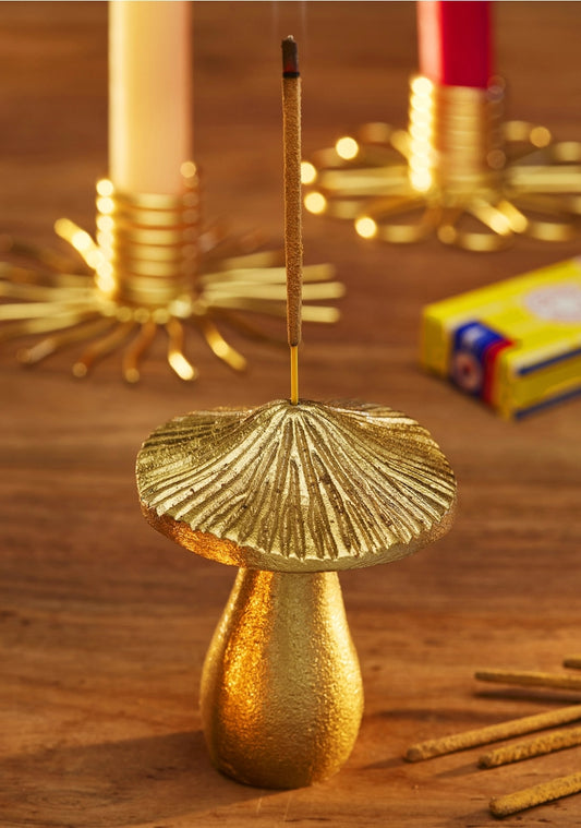 Heliotique Brass Mushroom Incense Holder