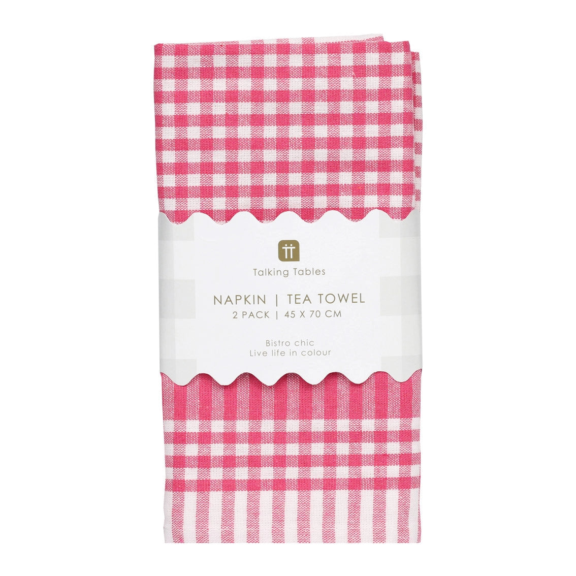 Set of 2 Gingham Tea Towels - Pink