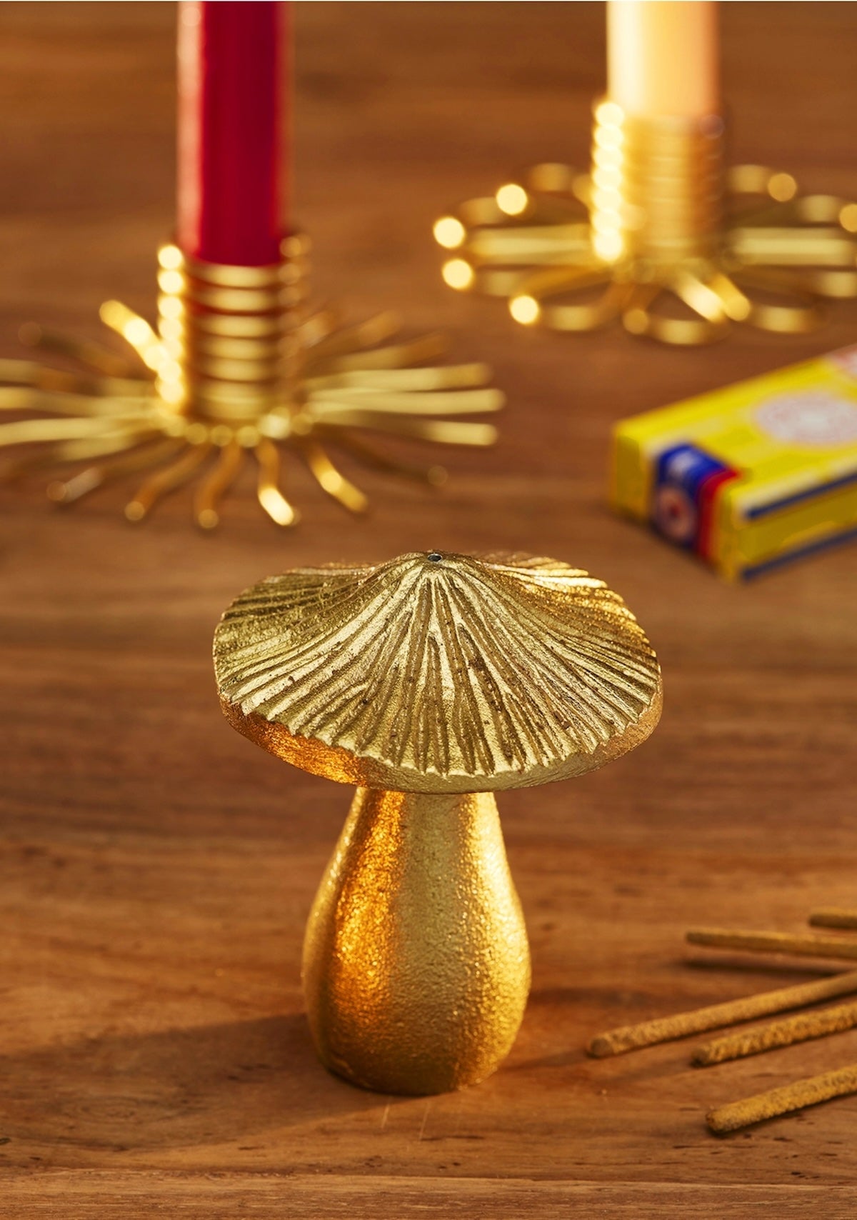 Heliotique | Namaste Brass Mushroom Incense Holder