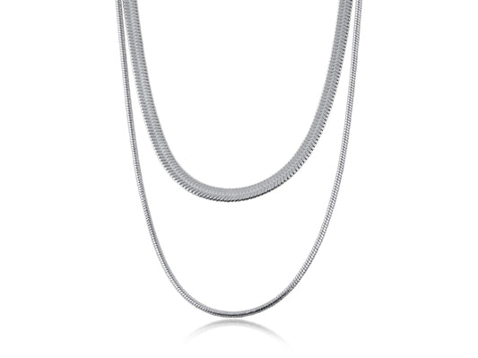 Heliotique | Big Metal London Mimi Two-Chain Snake Necklace - Silver