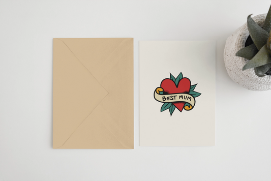 Heliotique Best Mum Tattoo Card