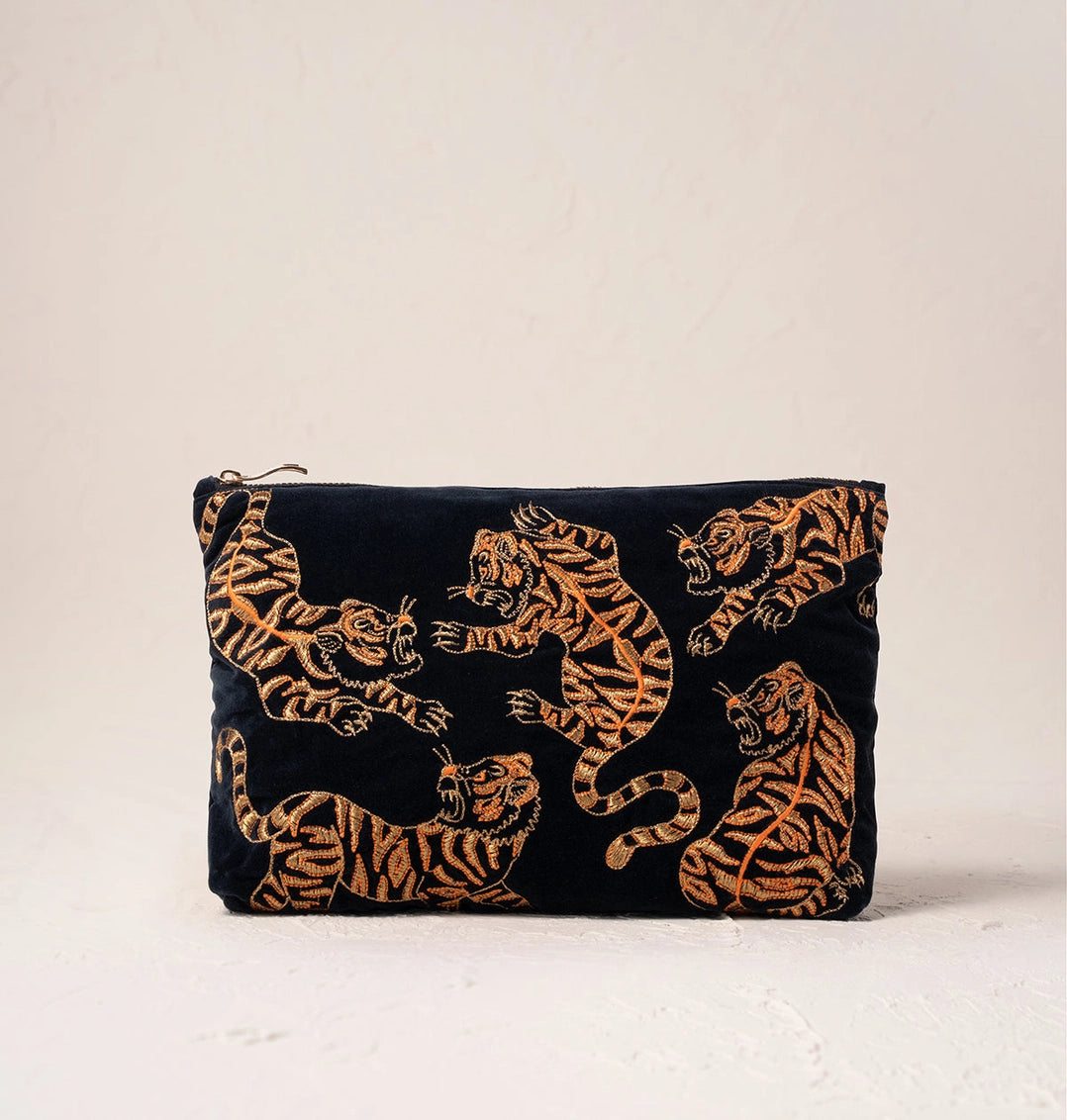 Heliotique Wild Tiger Everyday Pouch - Charcoal Black