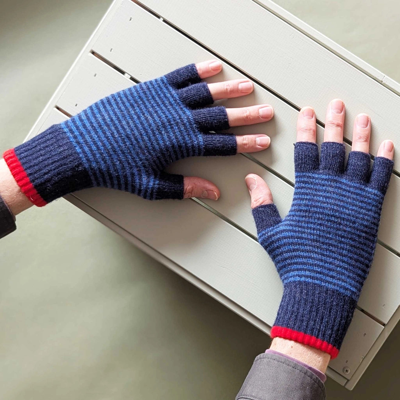 Heliotique | Catherine Tough Unisex Stripe Fingerless Gloves