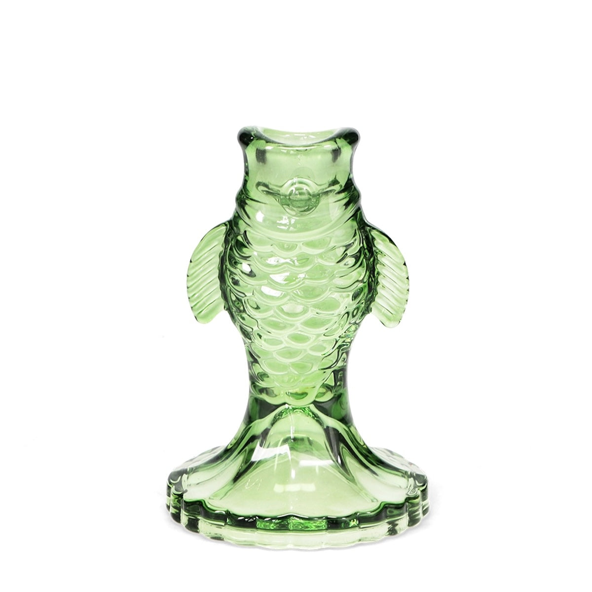 Green Fish Glass Candle Holder