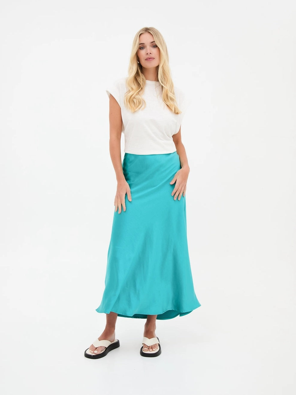 Heliotique Angel Satin Skirt - Teal