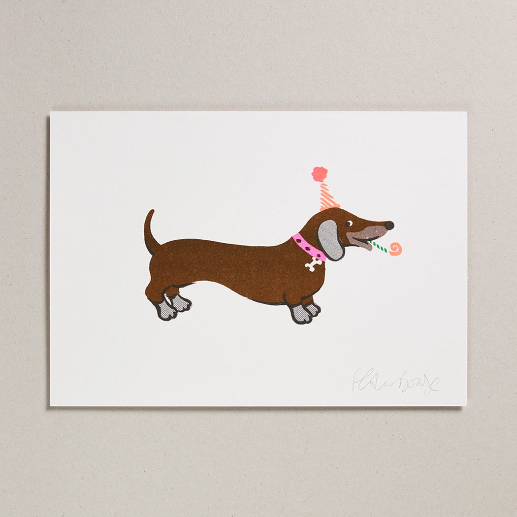 Heliotique | Petra Boase Risograph Wall Print - Sausage Dog