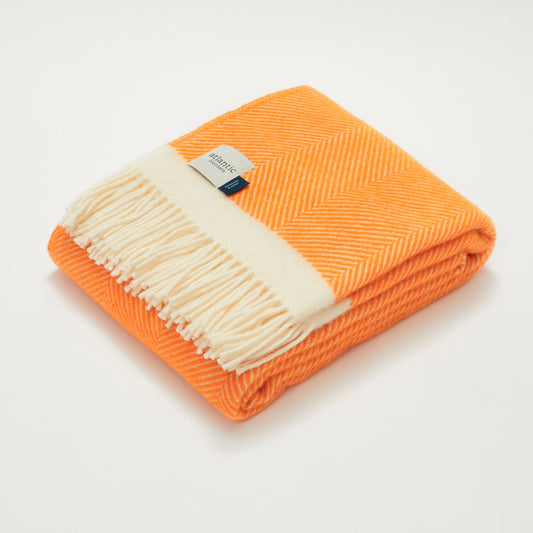 Heliotique | Atlantic Blankets Herringbone Wool Blanket - Orange