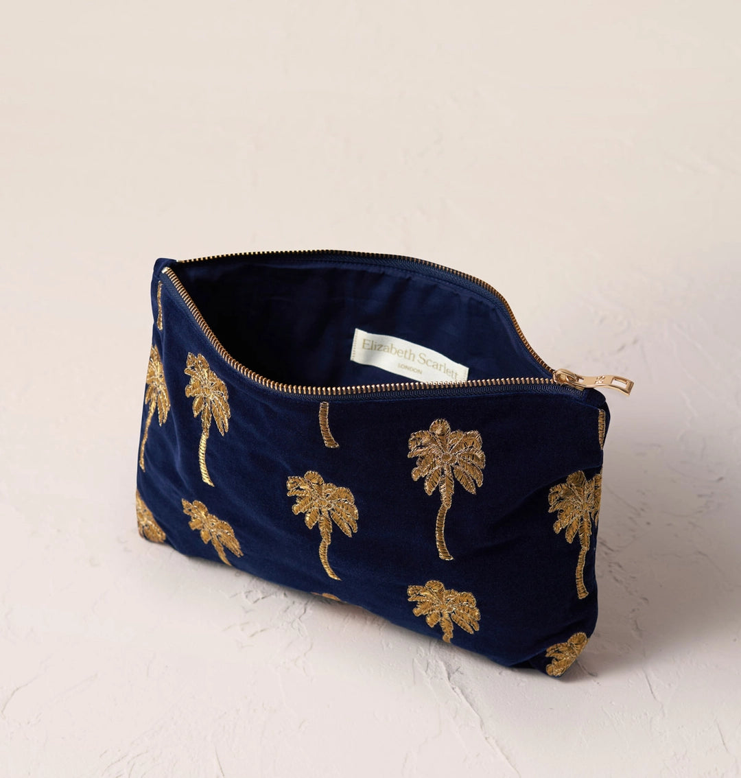 Heliotique | Elizabeth Scarlett Gold Palm Pouch - Midnight Blue