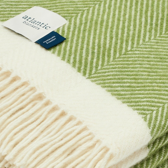 Herringbone Wool Blanket - Kelp Green