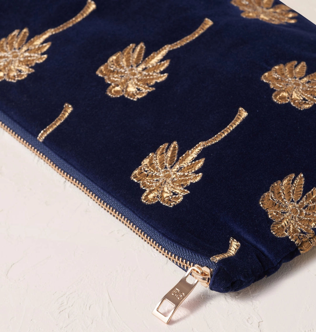 Heliotique | Elizabeth Scarlett Gold Palm Pouch - Midnight Blue