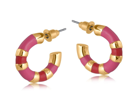 Heliotique | Big Metal London Malina Pink Striped Enamel Hoops
