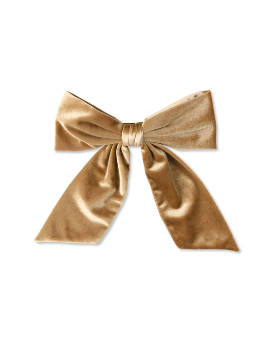 Heliotique | Chalk Bury Velvet Large Bow Hair Clip - Champagne