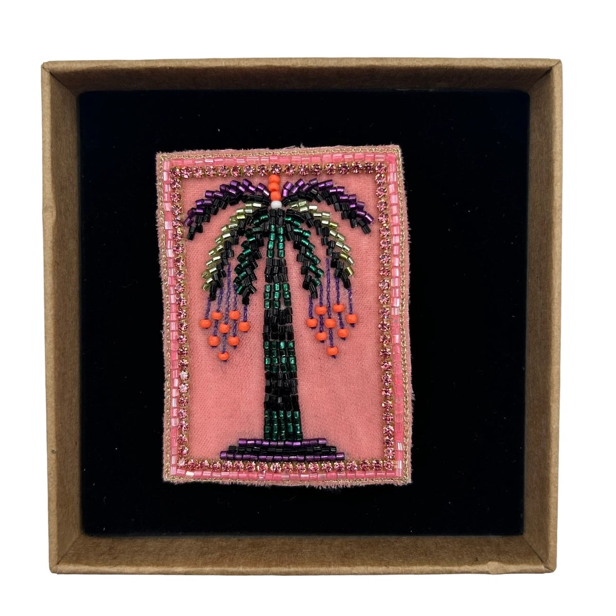 Heliotique | Sixton Beaded Pink Portrait Palm Tree Brooch