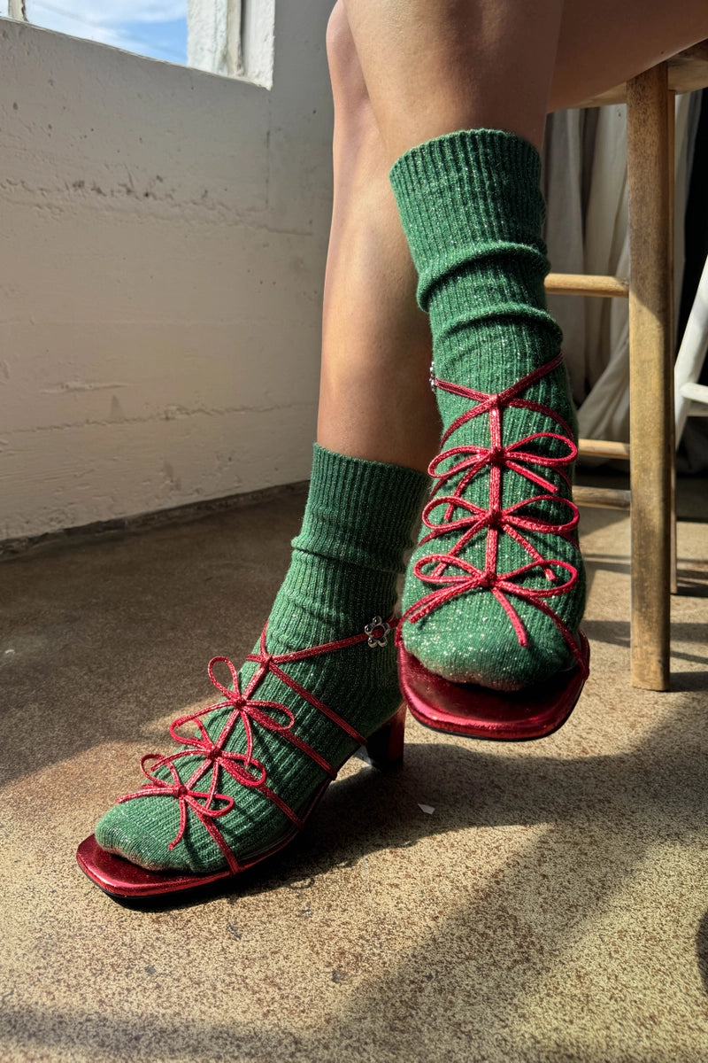 Heliotique | Le Bon Shoppe Winter Sparkle Socks - Evergreen