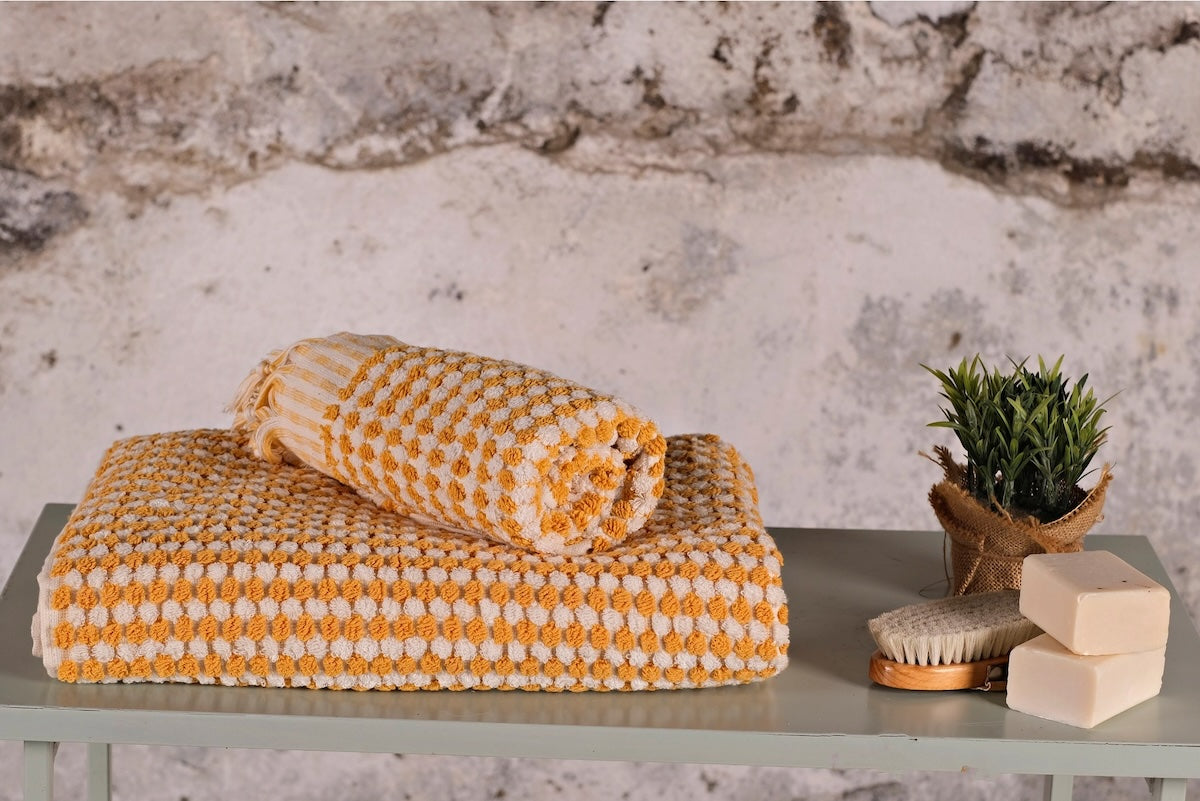 Heliotique Dotted Ultra Absorbent Cotton Towel - Yellow