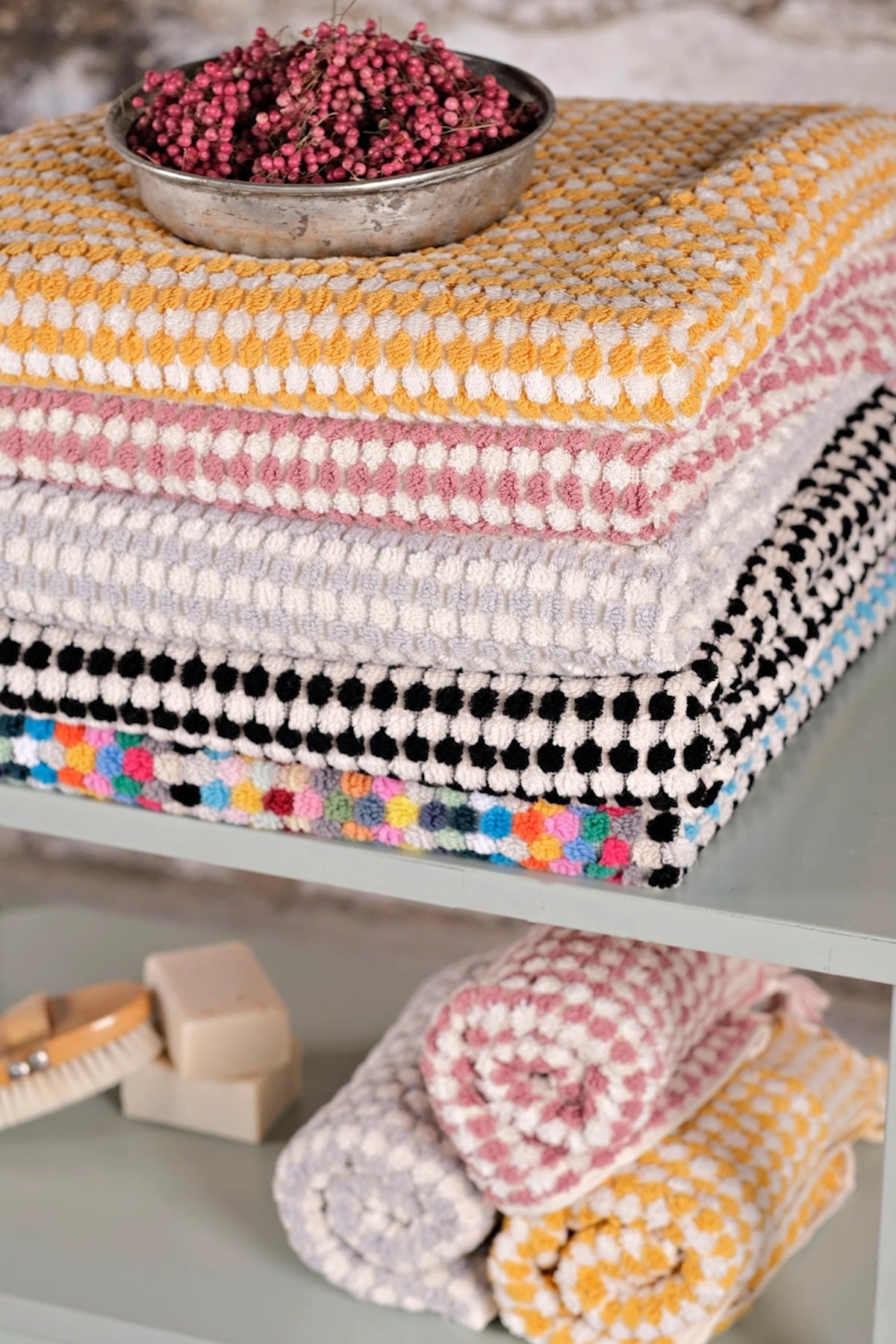 Heliotique Dotted Ultra Absorbent Cotton Towel - Yellow