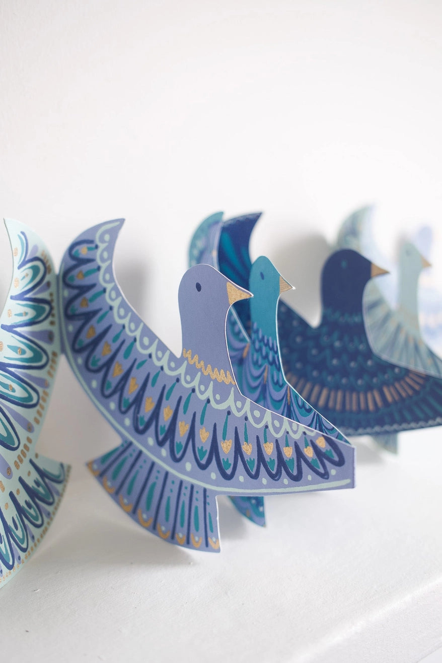 Heliotique Screen Printed Concertina Garland - Peaces Doves