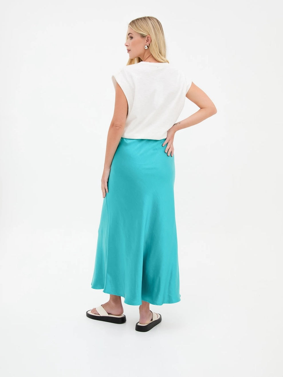 Heliotique Angel Satin Skirt - Teal