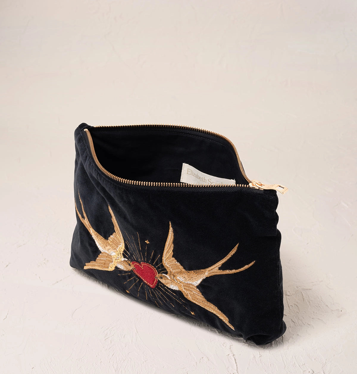 Heliotique | Elizabeth Scarlett Swallow Heart Velvet Everyday Pouch