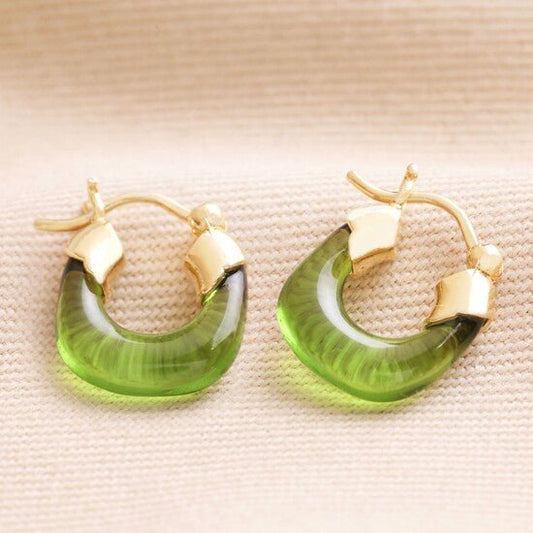 Heliotique | Lisa Angel Green Transparent Hoop Earrings