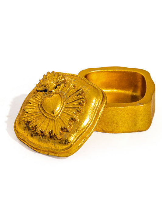 Heliotique Gold Sacred Heart Trinket Box