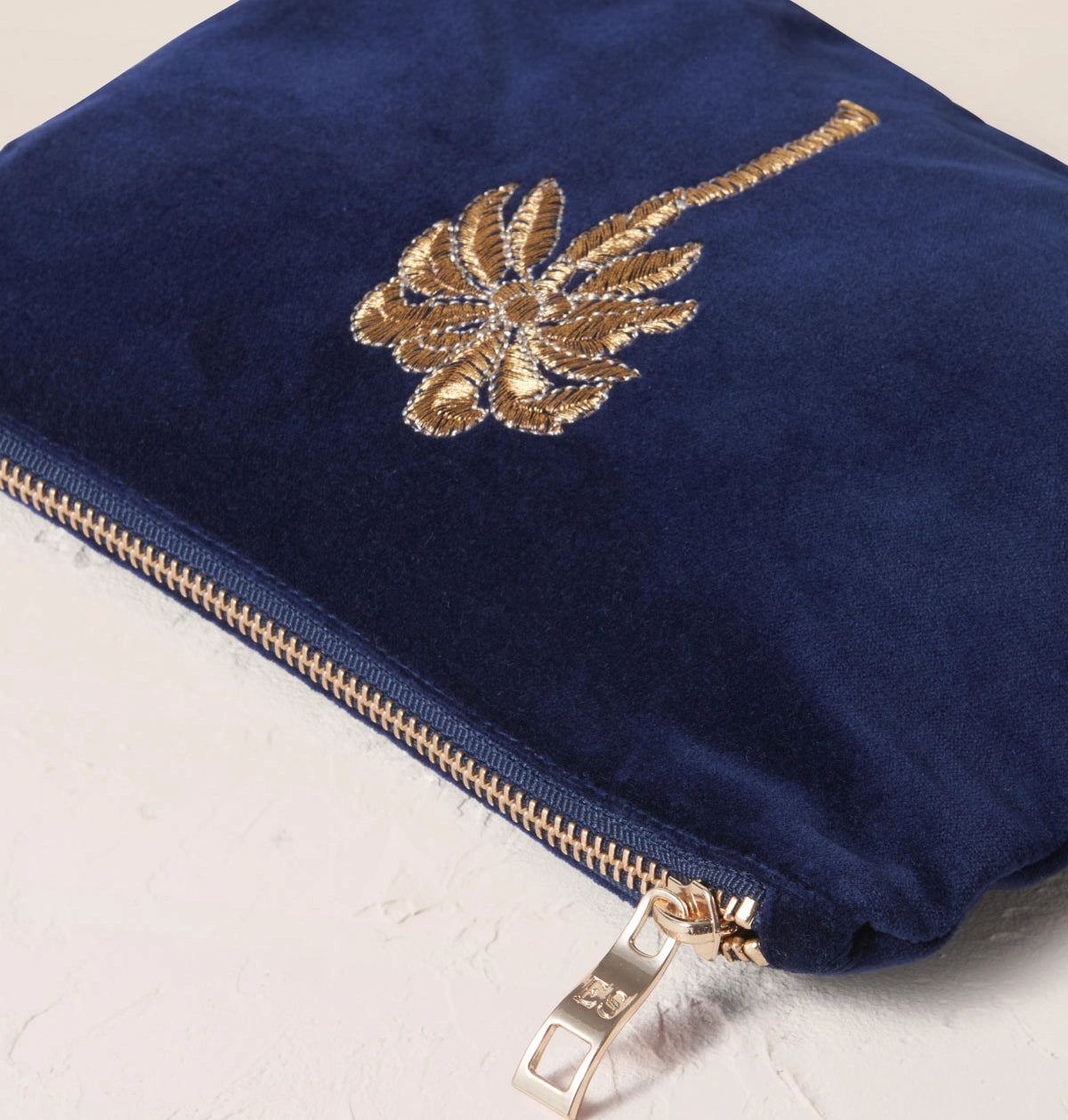 Heliotique | Elizabeth Scarlett Gold Palm Mini Pouch - Midnight Blue