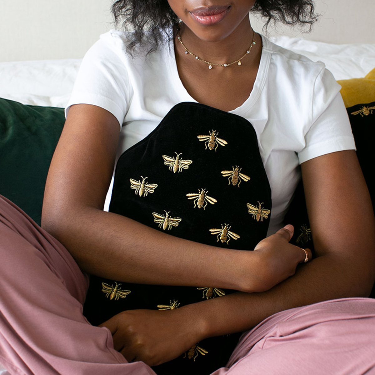 Heliotique | Elizabeth Scarlett Honey Bee Hot Water Bottle - Charcoal