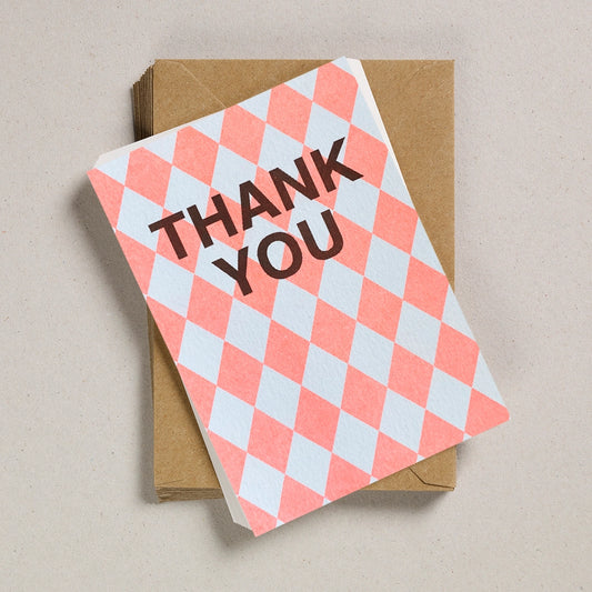 Heliotique | Petra Boase Thank You Notecards - Fluoro Orange Diamond