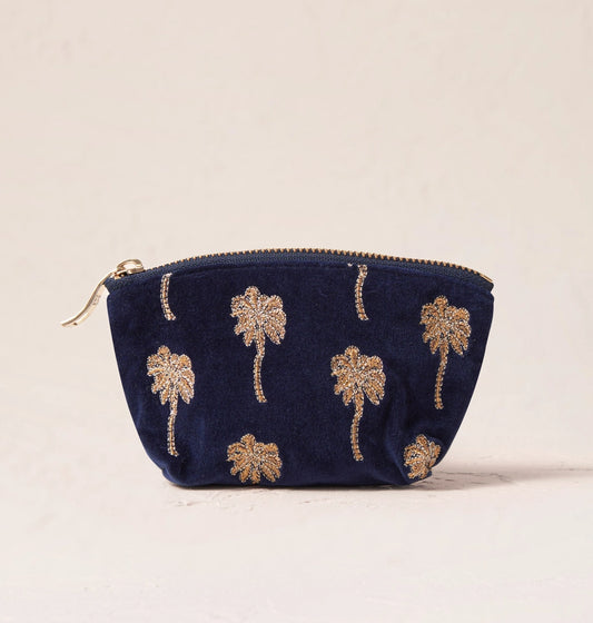 Heliotique | Elizabeth Scarlett Gold Palm Coin Purse - Midnight Blue