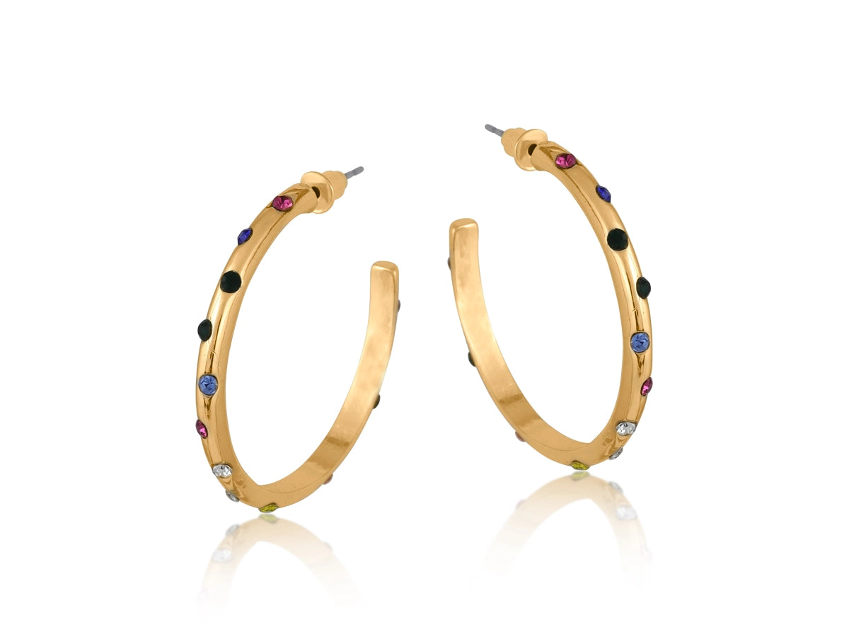 Heliotique | Big Metal London Ginette Rainbow Stone Hoop Earrings