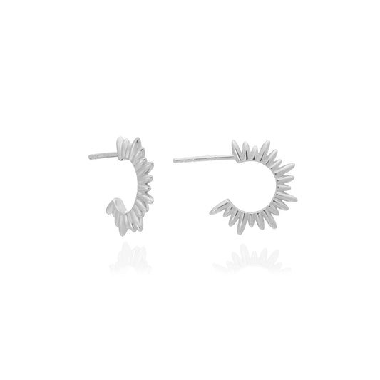 Heliotique Electric Goddess Mini Hoop Earrings - Silver