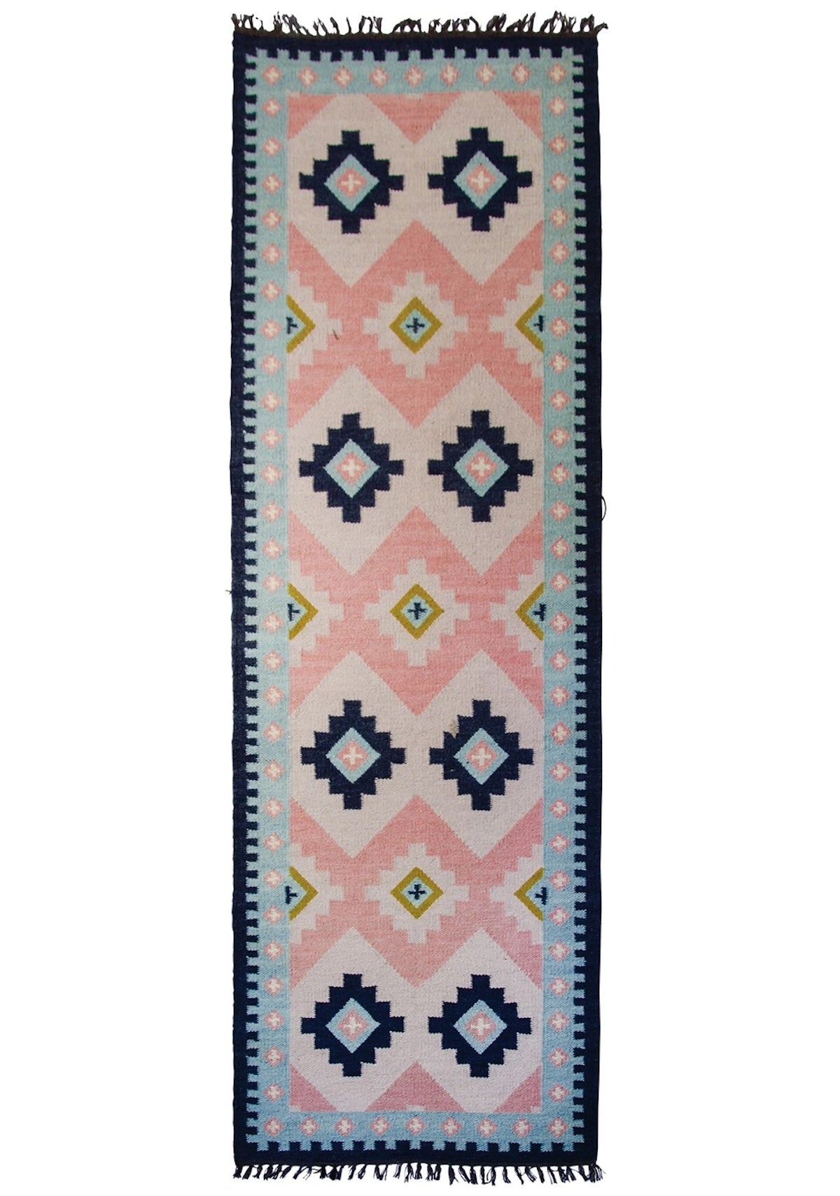 Heliotique | Namaste Loxi Hand Woven Pink Wool Kilim Rug