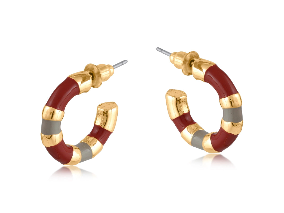 Sunny Multi Enamel Earrings - Red / Taupe