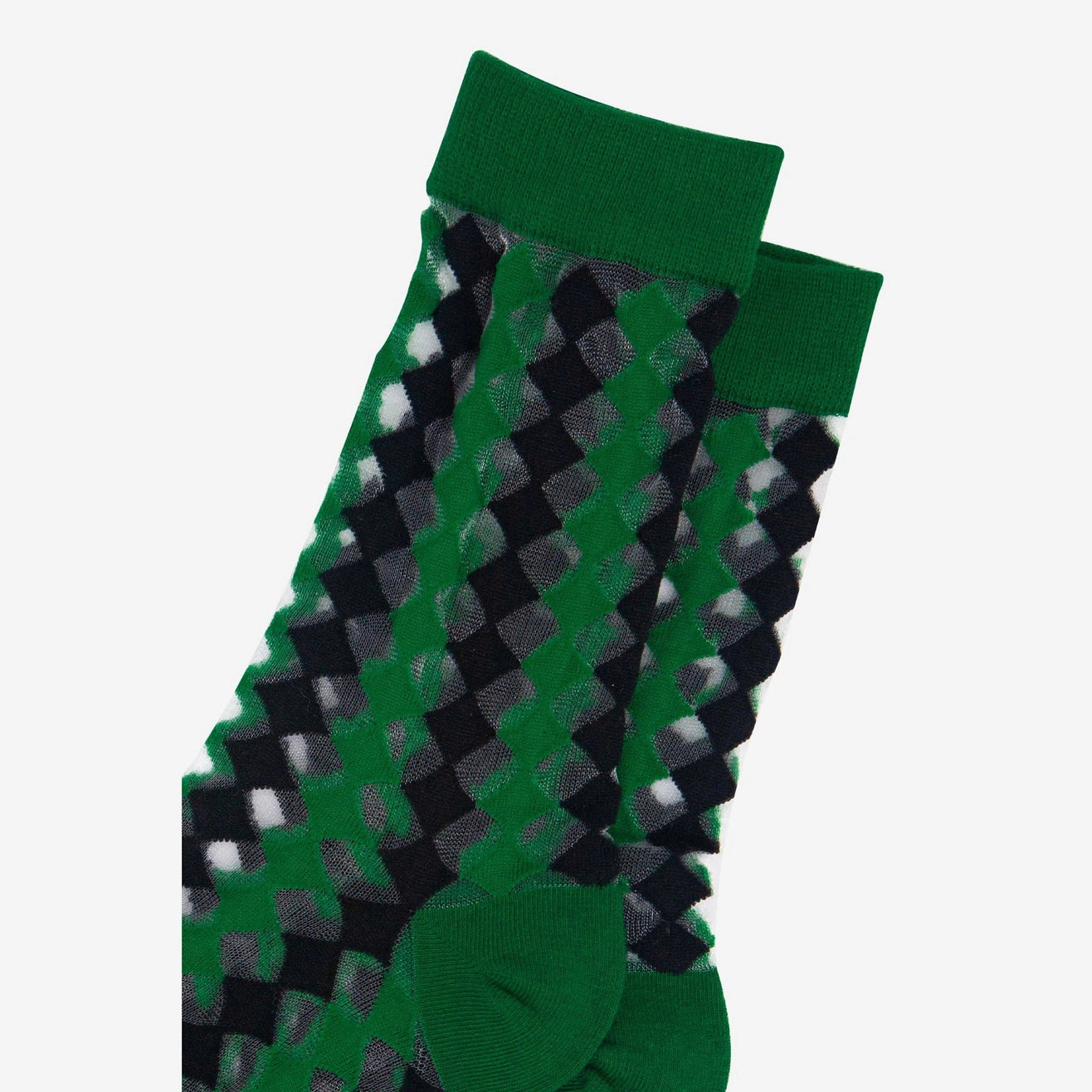Heliotique Harlequin Sheer Socks - Green / Black