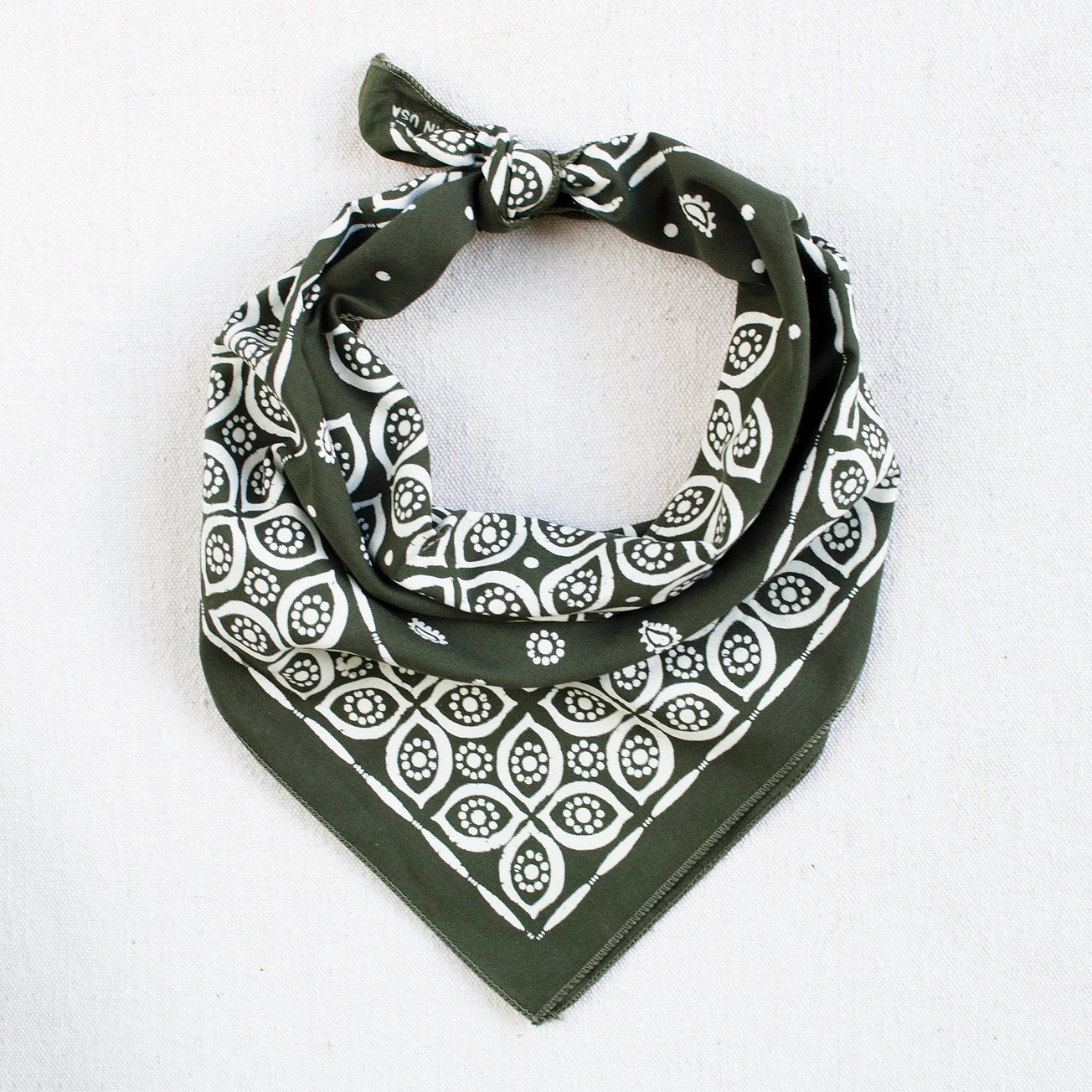 Heliotique Paisley Eye Cotton Bandana - Olive