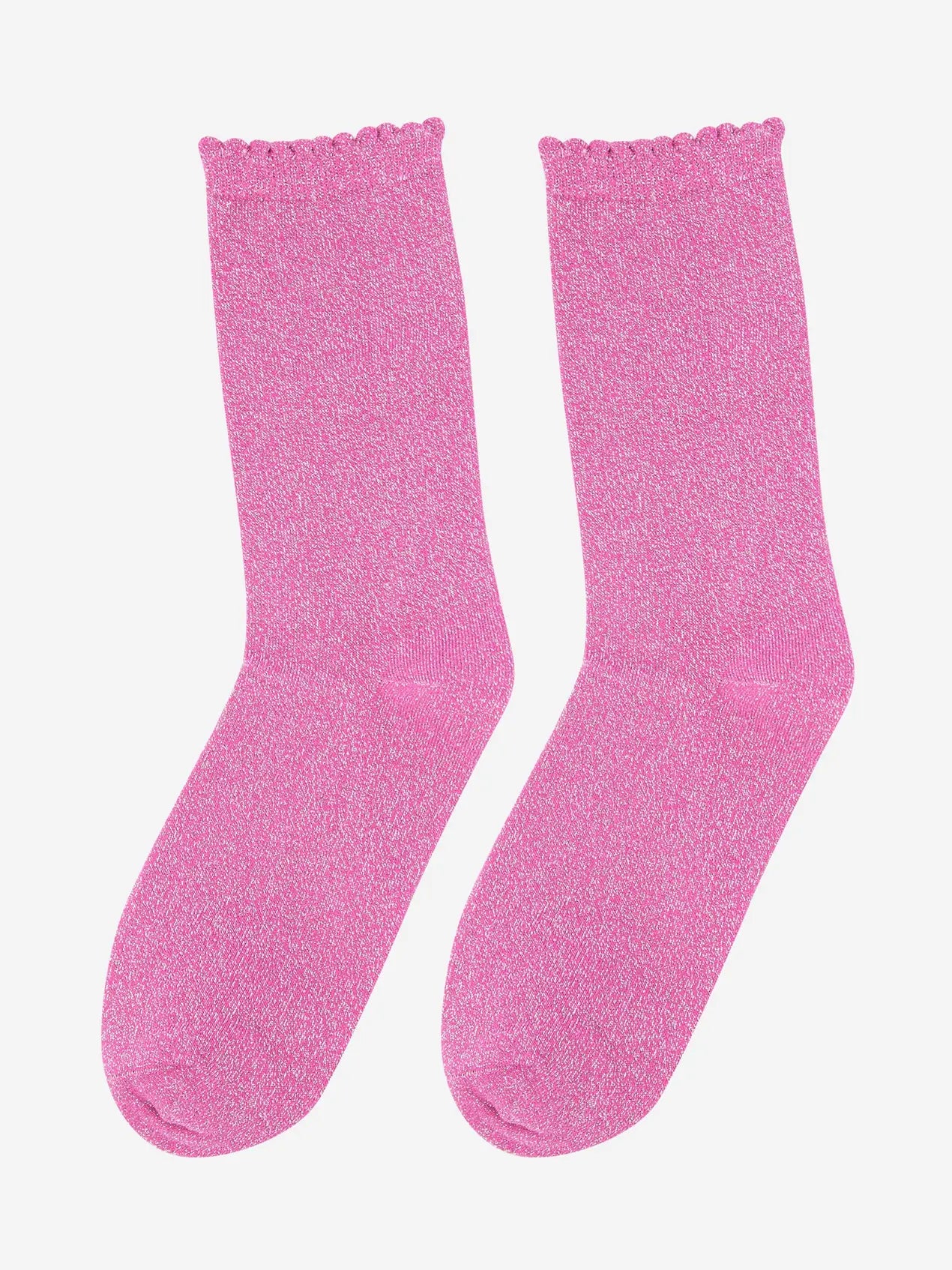 Scalloped Glitter Socks - Pink