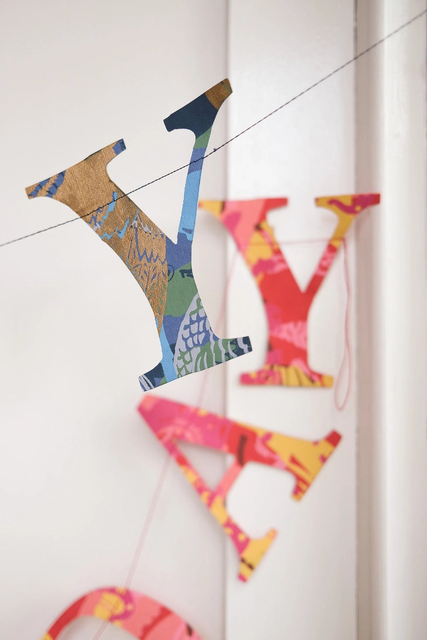Heliotique Screen Printed Garland - Blue Happy Birthday