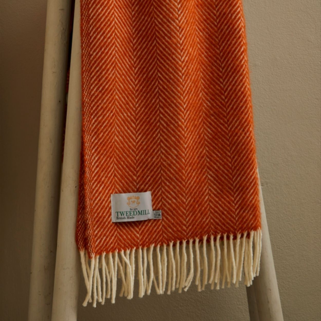 Heliotique | Tweedmill Pure Wool Fishbone Knee Blanket - Cinnamon