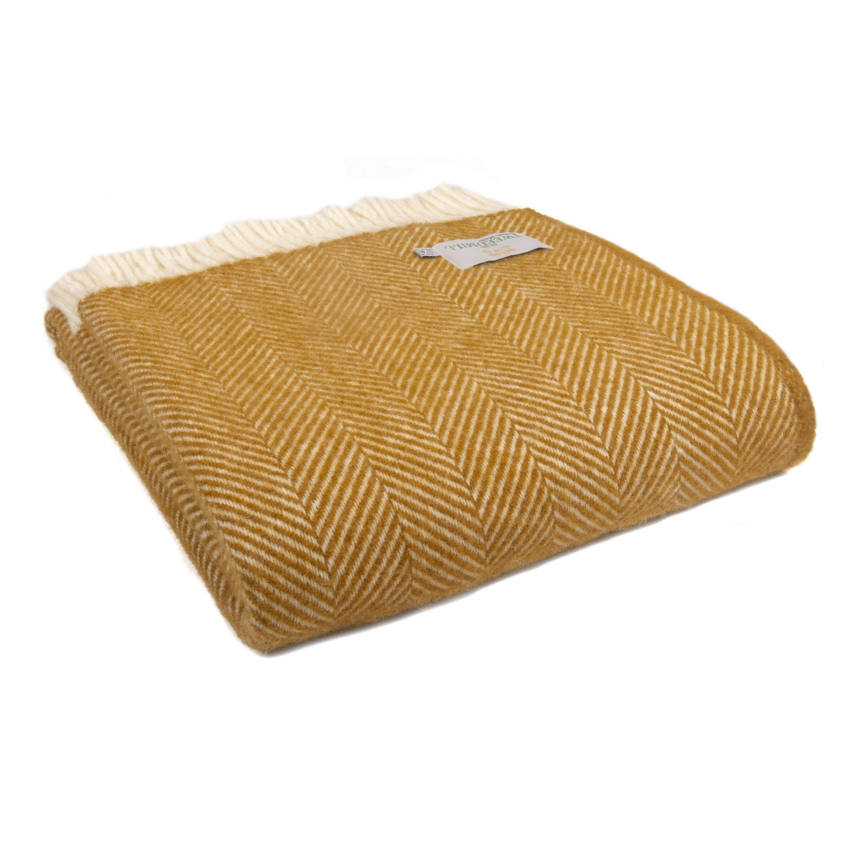 Heliotique | Tweedmill Pure Wool Fishbone Knee Blanket - Mustard