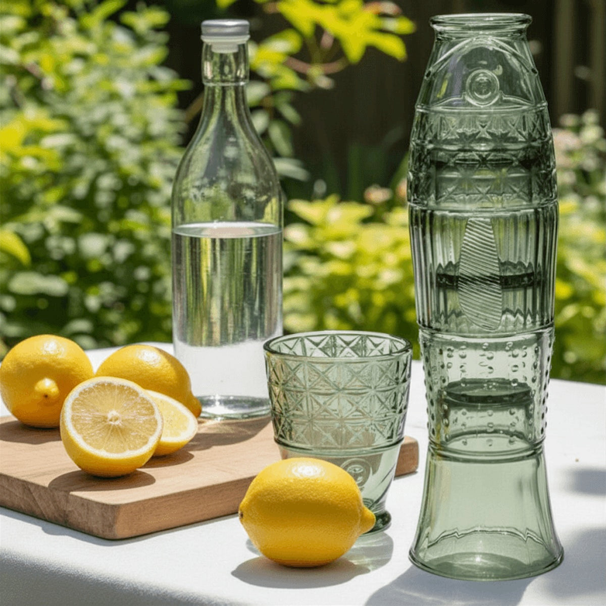 Stacking Glass Tumblers (Set of 4) - Green Fish