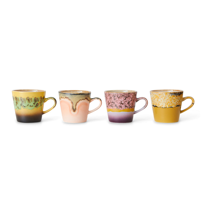 Heliotique 70's Ceramic Americano Mugs - Set of 4