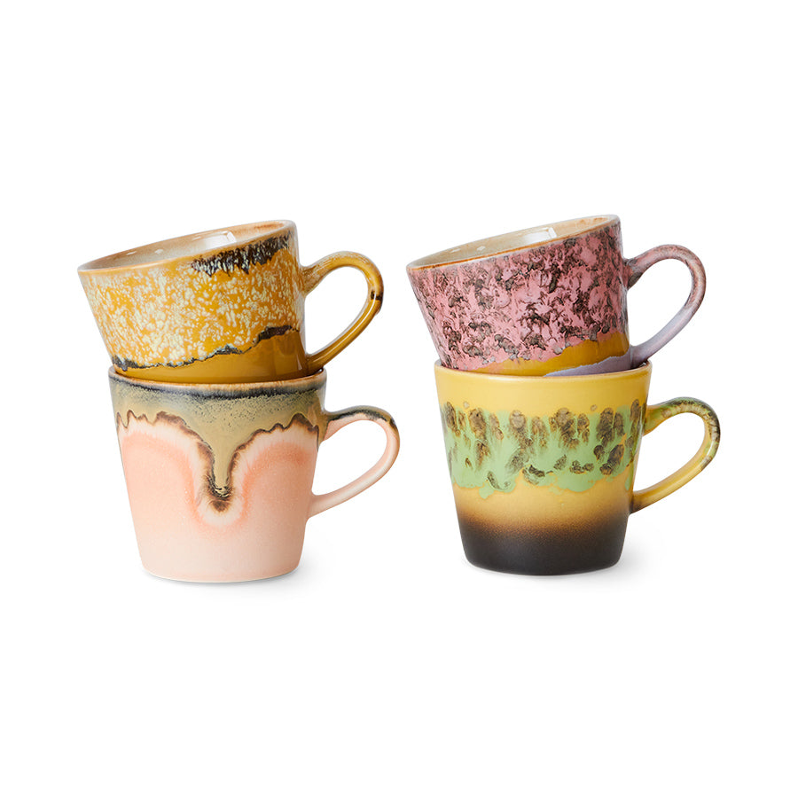 Heliotique 70's Ceramic Americano Mugs - Set of 4